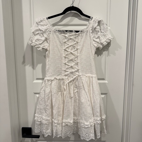 White Eyelet Mini Dress by Lacemade - Picture 3 of 3